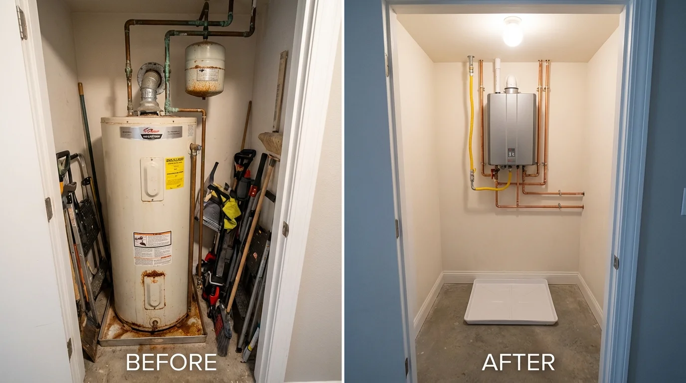 Tank water heater versus wall-mounted tankless unit comparison for Niland, CA homeowners