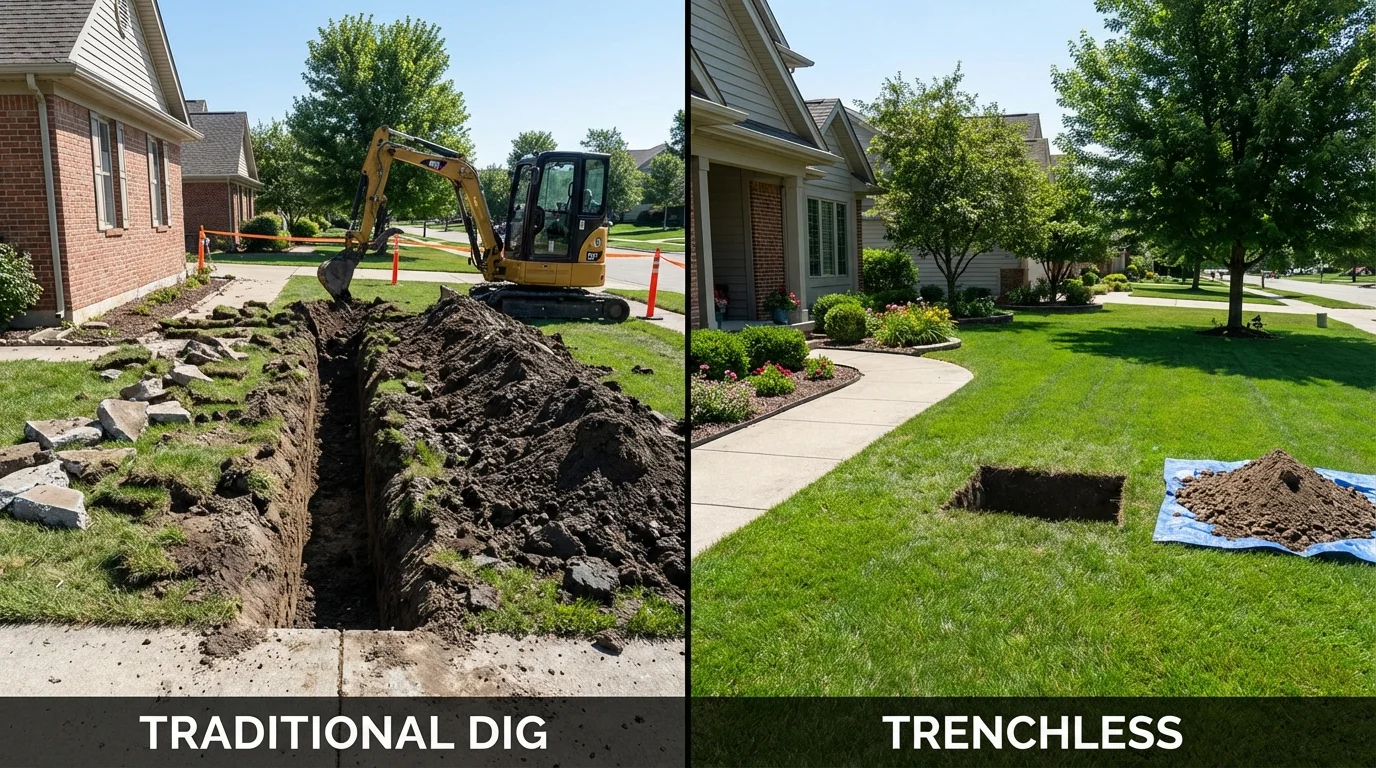 Trenchless sewer repair with minimal yard damage versus traditional excavation in Niland, CA